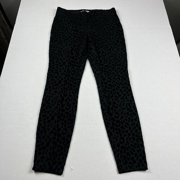 Nanette Lepore Textured Skinny Ankle Pants Black Leopard Print Pull On SMALL - Picture 1 of 12